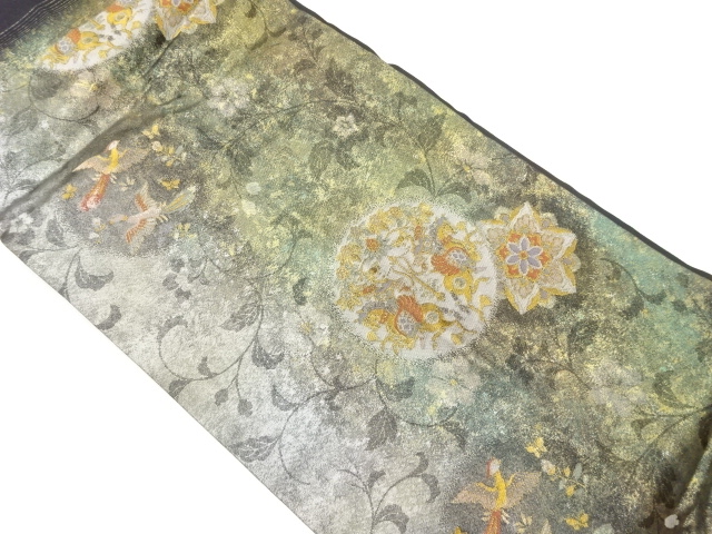 JAPANESE NAGOYA OBI / WOVEN FLOWER CREST